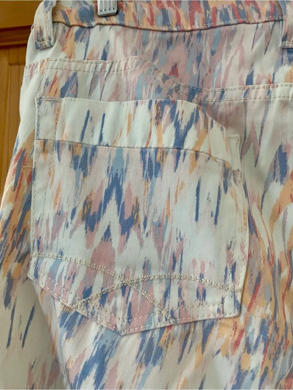 Christopher Blue Abstract Print Cropped Straight Leg Pants Size 12 Made USA